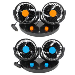 [Celectroni]Dual Head USB Car Central Control Screen Fan 2 Wind Speed Auto Ventilation Fan Adjustable Angle Auto Accessories