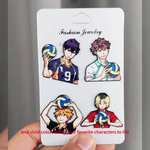 Miniso | 4/8 Cái Dễ Thương Bóng Chuyền Tráng Men Pin Hoạt Hình Anime Ve Áo Thổ Cẩm Nữ Thời Trang Món Quà Trang Sức Cho Bạn Bè