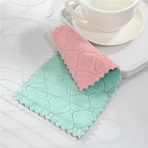 Siêu Mềm 2 Lớp San Hô Khăn Lau Bát Đĩa 5/10/15 Bộ Chống Dính Thấm Hút Dầu Nhanh Khô Miếng Lót Bếp Thân Thiện Với Môi Trường Vải Làm Sạch