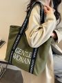 Large Capacity Canvas Shoulder Bag for Women Commuter Tote Bag School Class Handbag Stylish Korean Style Soft Fabric Bag. 