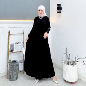 Gamis ABAYA MECCA BATWING Bahan Crinkle Airflow Resleting Busui
