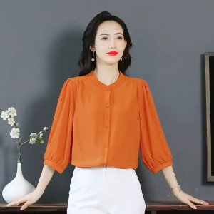 Yitiaoyu Ladies Shirt Thin Top Solid Color Womens Fashion Shirt