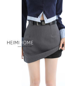 กระโปรงสั้นทรงเอเอวสูงสีเทาสำหรับผู้หญิง ฤดูใบไม้ผลิ ฤดูร้อน ฤดูใบไม้ร่วง ป้องกันการสัมผัส กางเกงขาสั้นทรงเอสีดำ