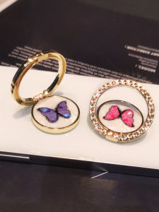 Universal Metal Ring Stand for Mobile Phones Creative Butterfly Design Diamond Embedded Female Version Portable Desktop Support Bracket
