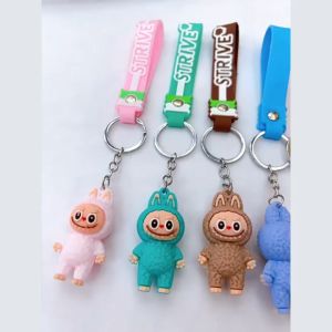 Gantungan Kunci Aksesoris Tas Kartun 3D PVC Labubu Strive Cute Monster Pendant Toy Keychain JCGK50