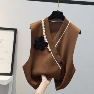 Áo Len Dệt Kim Hoa Ngọc Trai Cổ Chữ V Áo Khoác Ngoài Nữ Thu Đông Áo Khoác Ngoài Thời Trang Áo Khoác Ngoài Bằng Vải Cotton