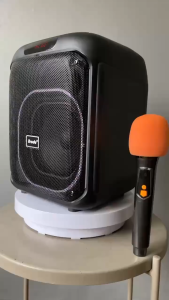 BTS-2102 3000mAh RGB Flame Lighting Effect Dynamic Bluetooth Karaoke Speaker with Free Wireless karaoke Mic