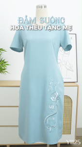 Đầm thiết kế nữ tính mềm mại chất liệu vải Bố Xược hàn có độ rũ nhẹ mịn và mềm mại DD4Y1125 Thương hiệu Thiều Hoa