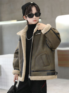 Thickened Plush Childrens Woolen Jacket Fall Winter New Style Faux Fur Integrated Coat Thickened Woolen Coat for Big Kids