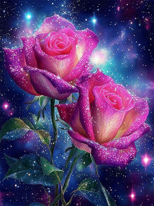 HUACAN Diamond Mosaic Rose Flower On The Basement Diamonds Painting Floral Starry Sky Rhinestones Arts And Crafts Decor Home