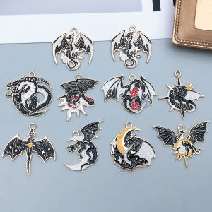 5pcs/10pcs Alloy Enamel Dragon Pendant Jewelry Making DIY Keychain Earrings Charms for Jewelry Bracelets Necklace