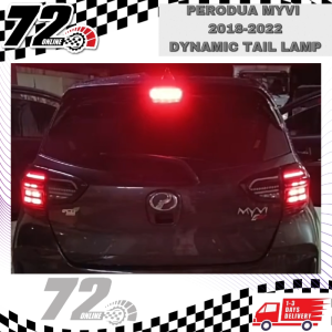Perodua Myvi 2018 - 2022 MK7 Design Dynamic Tail Lamp With Signal Running ( Black + Clear )