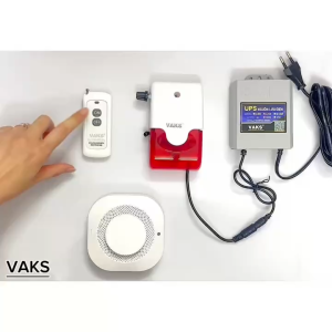 Trọn bộ chuông báo động nhà ở MH1-UPS LƯU ĐIỆN tích hợp 1cảm biến khói-có nút điều chỉnh âm lượng trên còi-SA1010