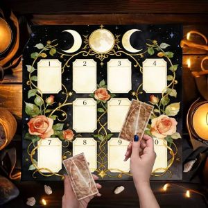 VIKAMA Rose Moon Phase Tarot Divination Array Altar Cloth Tarot Card Tablecloth Wicka Divination Card Pad Spiritual Decoration