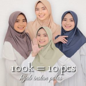 BIG PROMO 100RB DAPAT 10 PCS HIJAB INSTAN POLOS SIZE M UNIVERSAL