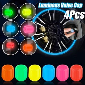 4Pcs Fluorescent Car Tire Valve Stem Caps Multicolor Auto Luminous Illuminated Wheel Valve Cover Corrosion Resistant Illuminated Tire Pressure Caps Car Decor Accessories for Motorcycles SUV Trucks Car