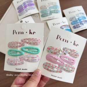Cute Basic Plaid Wave Girls Hair Clips Set Baby Hair Barrettes Fringe Hair Clips BB Clips Korean Style Children Accessories