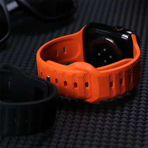 Soft FKM Strap For Apple Watch Ultra 2 49/45/42mm 44mm Silicone Strap For iWatch 9 8 7 se 6 5 Sports Bracelet 38/40 41mm Band