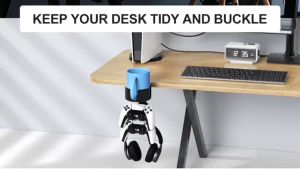 Headset Stand – 360° Rotating Clamp-On Gaming Headphone Hanger Adjustable Hook Key Bag Holder for Car Home Office