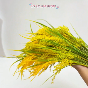 Cành Lúa 5 Nhánh dài 90cm lúa giả decor trang trí cửa hàng quán ăn. Hoa Lụa Decor