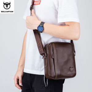 BULLCAPTAIN Business Travel Leather Shoulder Bag Crossbody Bag Men