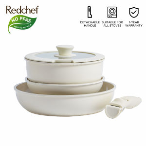 Redchef Ceramic Rock Cookware Set Handle Removable Nonstick 5Pcs/16Pcs Kitchenware No PFAS& PTFE& PFOA  Suitable for All Stoves
