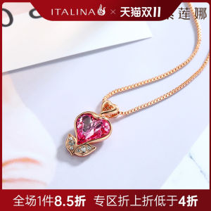 Valentines Day Gift Womens Heart Shaped Pink Necklace Alloy Pendant Clavicle Chain Fashion Jewelry Fresh Outlined Korean Style