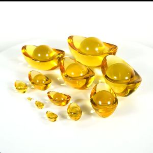 8cm Yuan Bao Fengshui Dekorasi Feng Shui Yuan Bao Emas Crystal Yen Bao Ornamen Feng Shui