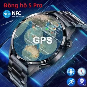 Đồng Hồ Thông Minh GPS NFC Cấp Quân Sự GT 5 Pro Màn Hình AMOLED HD 1.85 Inch Chống Nước Tích Hợp La Bàn Gọi Bluetooth & Theo Dõi Thể Thao Dành Cho Nam