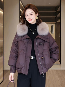 Womens down Jacket Short Loose Fit Winter Coat Fox Fur Simulation Large Size Cotton Clothes Korean Style Commute Fashion