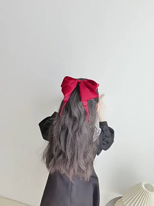 Kẹp tóc Nơ đỏ 2 lớp to lụa mềm mại siêu đáng yêu