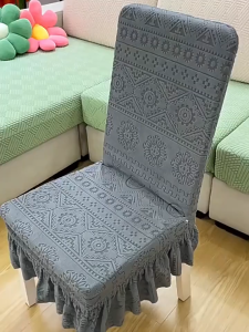 Bohemian Chair Cover Thickened Printed Dining Chair Cover With Skirt Banquet Elastic Seat Cover