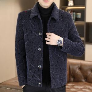 HENGYUANXIANG | Hengyuanxiang Mens Gold Mink Velvet Jacket Thickened Autumn Winter New Style Checkered High-end Mens Fashion Upperwear