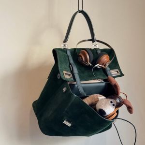 Milly&Klly Suede Green Shoulder Crossbody Bag Luxury Small Niche High-End Handbag Kelly Bag Womens Autumn Soft Handle