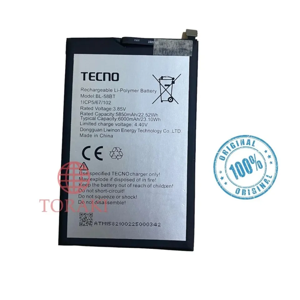 Baterai Batre TECNO SPARK AIR KE6 KE6j ORIGINAL 100% BL-58BT