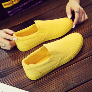 Spring 2025 Canvas Sneakers Couple Flat Bottom Easy Wear Street Style Shoes Men Yellow Women Casual Low Cut Breathable