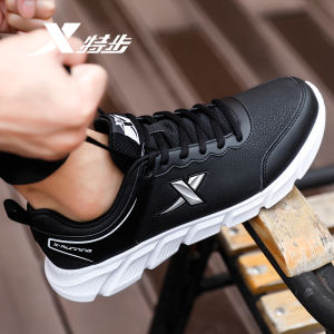XTEP | Giày Chạy Bộ Nam Thường Ngày Thu Đông Chống Nước Da Đen Trắng