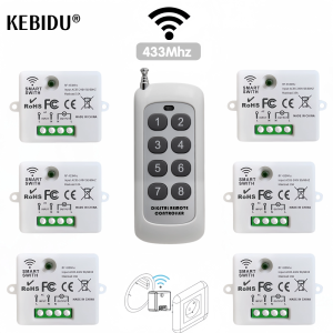 KEBIDU | Mini Wireless Smart Light Switch with Remote Control 1000M Distance 433 Mhz RF Relay Receiver 220V Switch for Home Led Lamp Fan