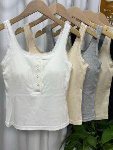 QIAOCHENXIAN | Padded Lace Button Strapless Backless Camisole