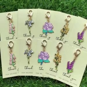 Bộ Móc Khóa Hoa 5/10 Chiếc Kèm Thiệp Cảm Ơn Hoa Anh Đào Hoa Mẫu Đơn Hướng Dương Thiết Kế Sáng Tạo Quà Tặng Sinh Nhật Cho Cặp Đôi