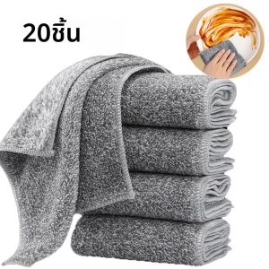 1/20pcs สีเทาถ่านไม้ไผ่หนา Super ดูดซับผ้าเช็ดจานน้ํามันผ้าเช็ดทําความสะอาดครัวไมโครไฟเบอร์ผ้าทําความสะอาด