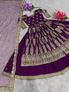 [PRE-ORDER]NEW ARRIVAL PARTY WEAR GOWN WITH EMBROIDERY WITH SEQUENCE WORK 15 TO 20 DAYS DELIVERY