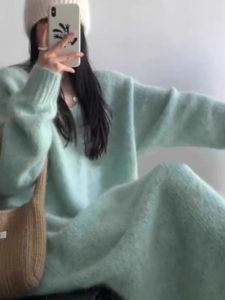 Idle Style Loose Long Sweater Dress Female Fall and Winter 2024 New Arrival French Knitting Base Dress Overknee Thickened