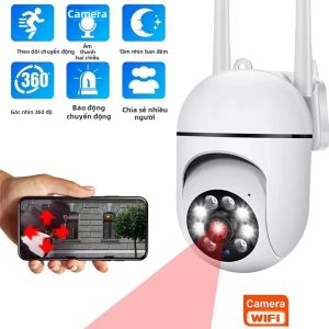 Camera An Ninh WiFi HD 1080P Trong Nhà/ngoài Trời Với Tầm Nhìn Ban Đêm Màu Sắc Âm Thanh 2 Chiều Xoay 360 Độ ° Màn Hình Gắn Tường Chống Trộm Xoay Được Điều Khiển Qua Ứng Dụng Điện Thoại