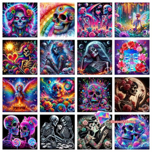 Loving Skull Diamond Painting Kit Square Round Diamond 5D DIY Skull Flower Mosaic Handmade Art Unique Exquisite Gift Home Decor