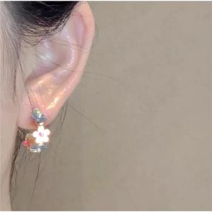 S925 Pure Silver Colorful Sequin Contrast Flower Circle Earrings Luxury Unique Personality Womens Fashion Jewelry Ear Studs