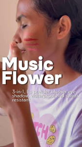 Music Flower 2-in-1 powder blusher on lips and face waterproof and sweat proof lasting makeup
