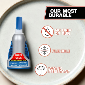 LOOLIFL Super Glue Control Gel Transparent 0.176oz/5g Bottle 3-Piece - Super Glue for Plastic Wood Metal Crafts and Repair