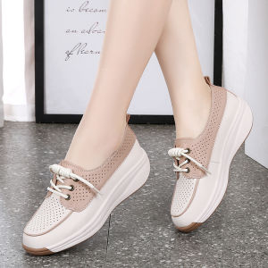 Leather Thick Heel Slope Followed Flat Bottom Womens Sandals Comfortable Casual Style Spring Autumn New Model Sports Suitable
