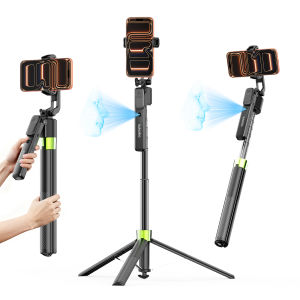 other | 74" AI Face Tracking Gimbal Stand Selfie Stick with 1/4”Screw Bluetooth Remote Photography Tripod for iPhone Vlog Streaming